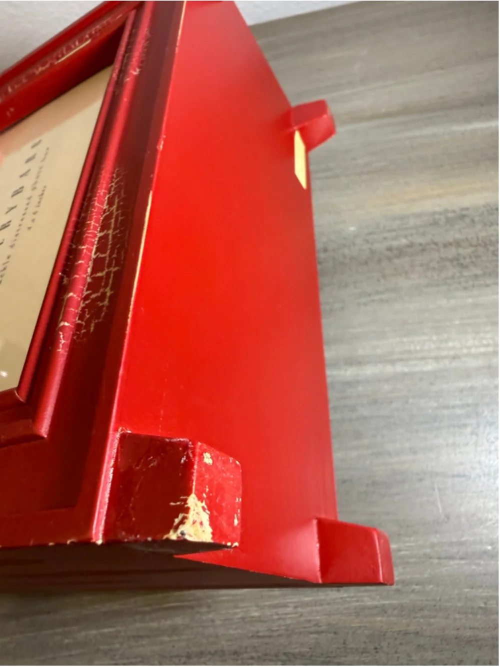 Pottery Barn Crackle Distressed Photo Box Red 4x6 Rustic Vintage Picture Frame